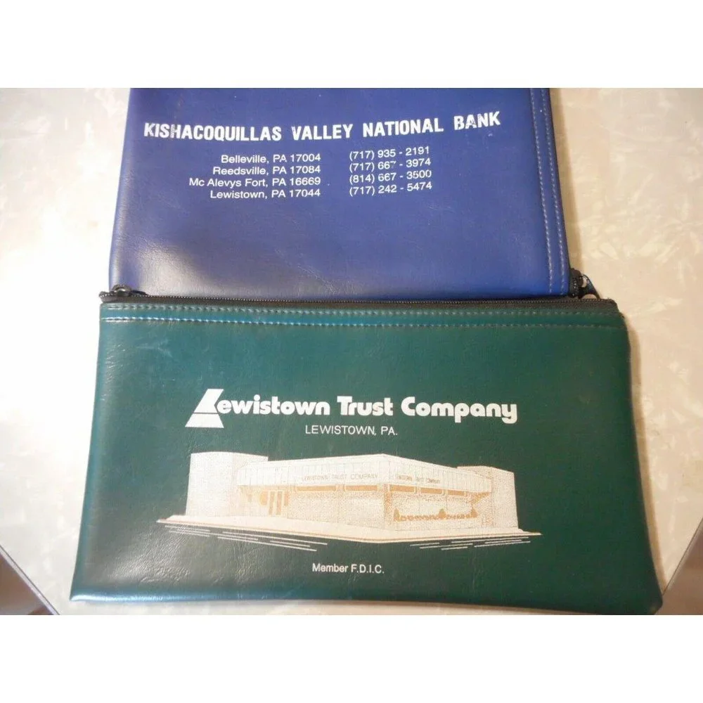 Vintage Zipper Deposit Bags Bank Pouches Lewistown